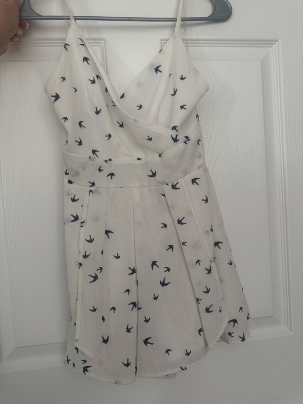Purple Snow White Mini Dress with Navy Bird Print